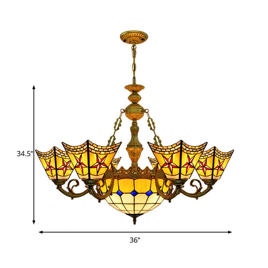 Tiffany Antique Craftsman Chandelier - Stained Glass Pendant Light For Hotels