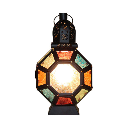 Stained Glass Turtle Shell Desk Light: Kids Moroccan Table Lamp - Black Finish