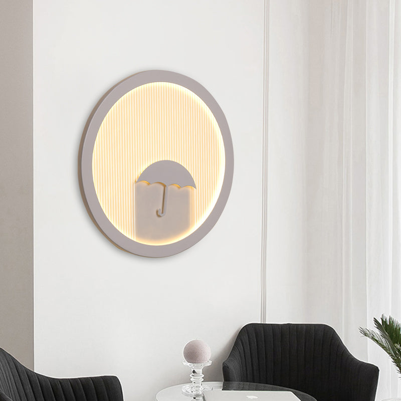 White Acrylic Led Cartoon Wall Sconce With Unique Circular Bedside Design / Umbrella