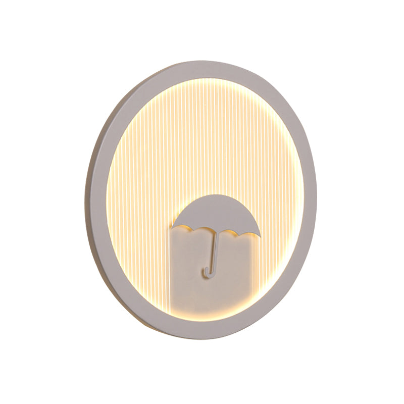 White Acrylic Led Cartoon Wall Sconce With Unique Circular Bedside Design