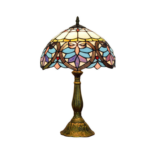 Tiffany Victorian Stained Glass Desk Lamp With Antique Brass Finish - Ideal For Living Room 1 Light