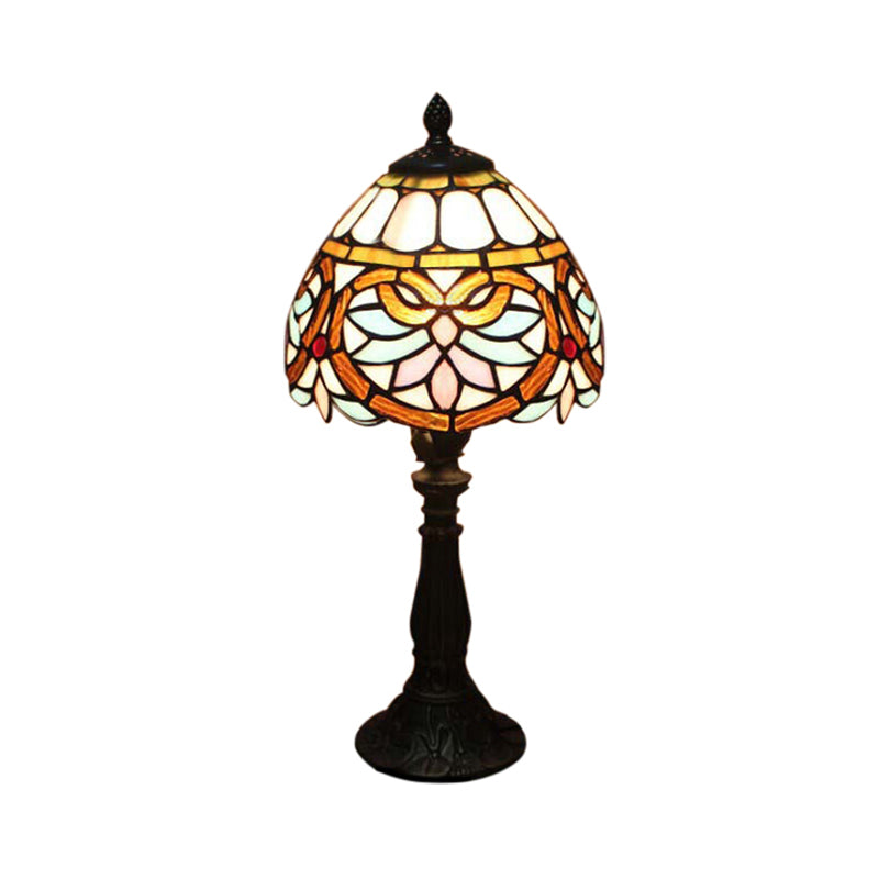 Tiffany Victorian Stained Glass Desk Lamp With Antique Brass Finish - Ideal For Living Room 1 Light