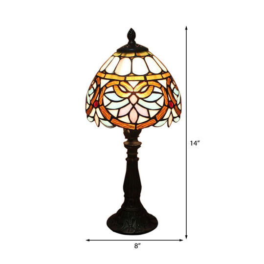 Tiffany Victorian Stained Glass Desk Lamp With Antique Brass Finish - Ideal For Living Room 1 Light