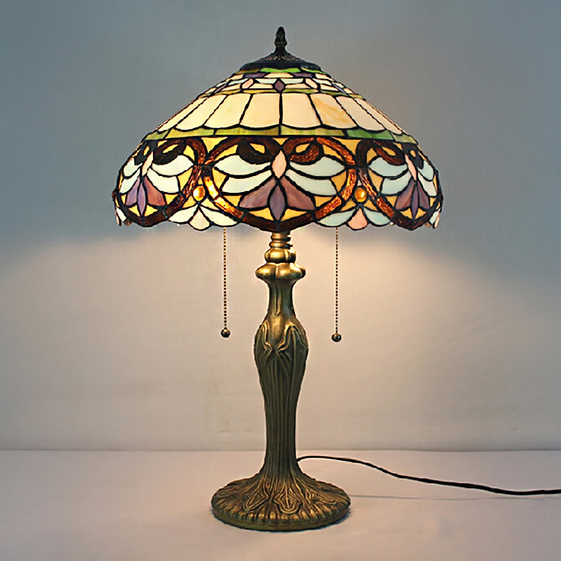 Tiffany Victorian Stained Glass Desk Lamp With Antique Brass Finish - Ideal For Living Room 1 Light