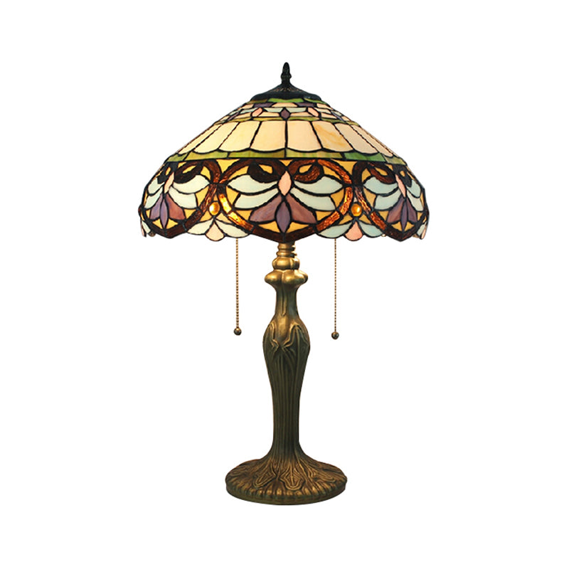 Tiffany Victorian Stained Glass Desk Lamp With Antique Brass Finish - Ideal For Living Room 1 Light