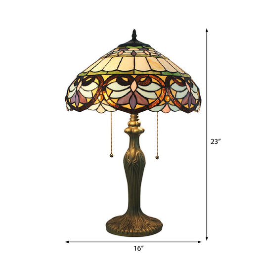 Tiffany Victorian Stained Glass Desk Lamp With Antique Brass Finish - Ideal For Living Room 1 Light