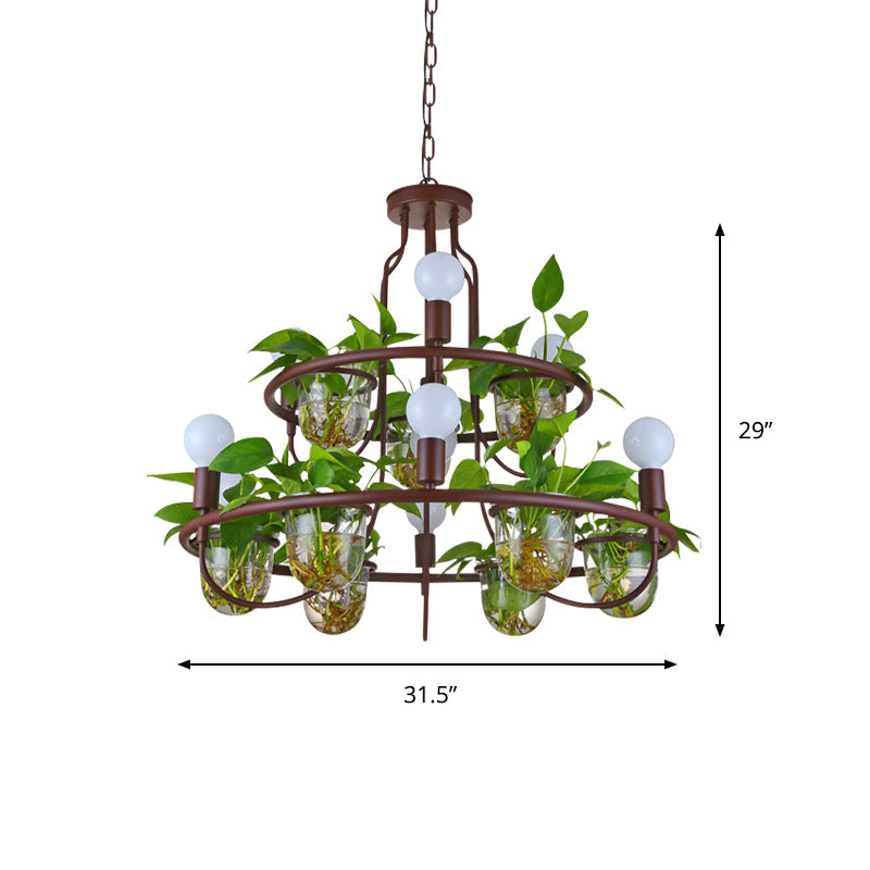 Industrial Metal Chandelier Light | 1/2-Tier 4/7/10 Bulbs Led Coffee