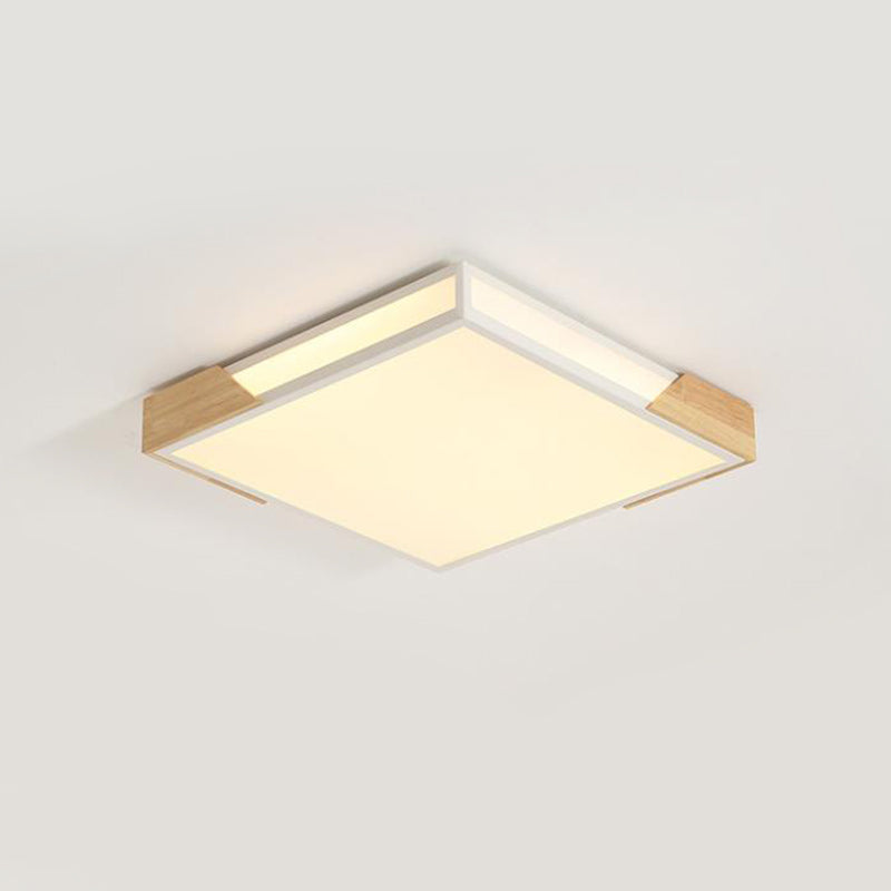 Nordic Wood-White Led Flush Light With Acrylic Ceiling Lamp - Warm/White 12/16/19.5 W White / 12