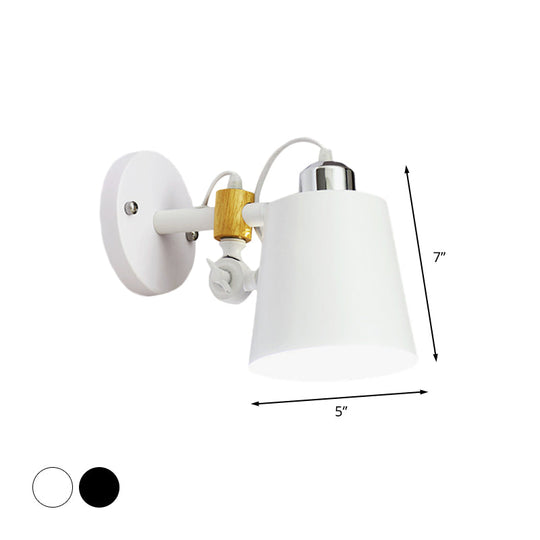 Industrial Adjustable Node Wall Lamp Sconce - Head Barrel Style White/Black Metal Lighting