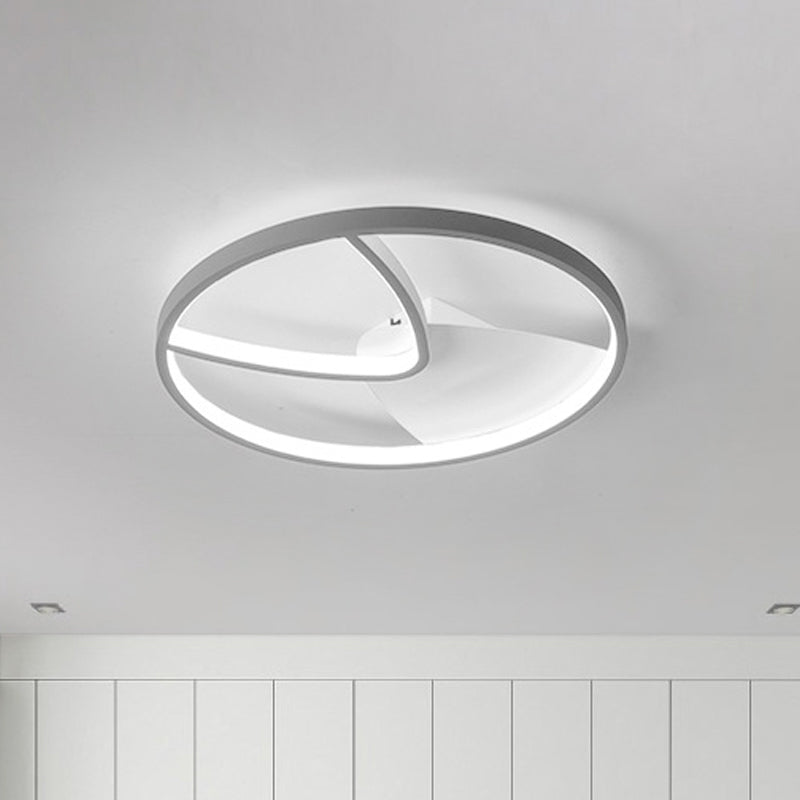 Contemporary Grey Metal V-Shaped LED Ceiling Light with Warm/White Light and Silica Gel Diffuser, 16.5"/20.5" W