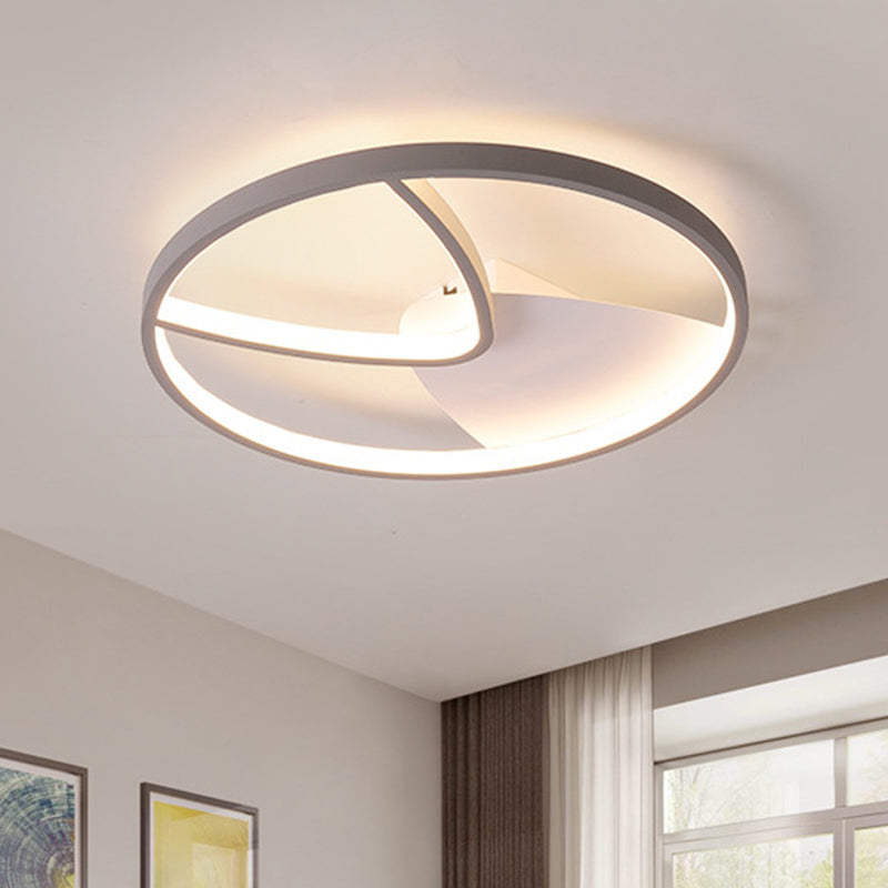 Contemporary Grey Metal V-Shaped LED Ceiling Light with Warm/White Light and Silica Gel Diffuser, 16.5"/20.5" W