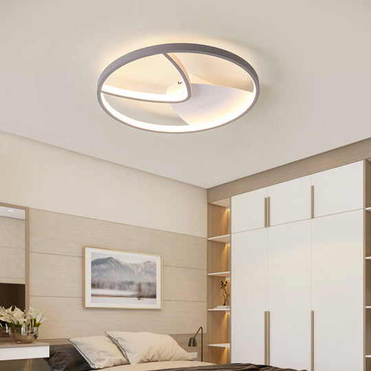 Contemporary Grey Metal V-Shaped LED Ceiling Light with Warm/White Light and Silica Gel Diffuser, 16.5"/20.5" W