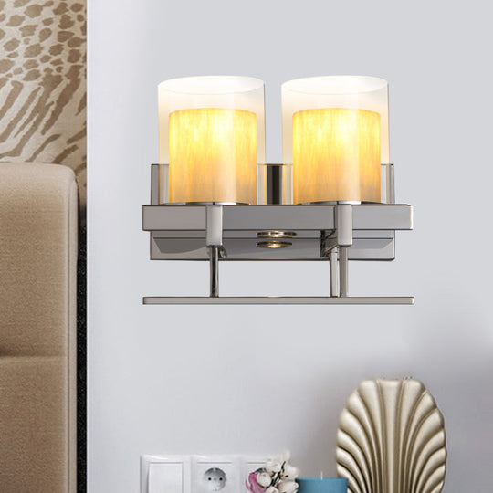 Traditional 2-Head Metal Wall Sconce Light With Glass Holder