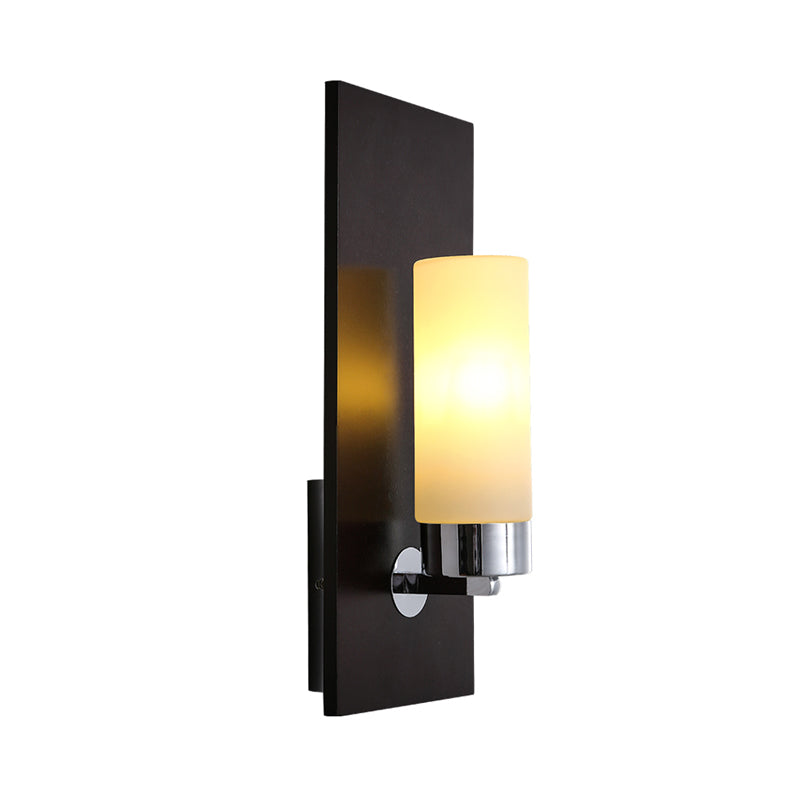 Chrome/Black Cylinder Sconce Lamp - Traditional 1 Head Wall Mounted Light Fixture