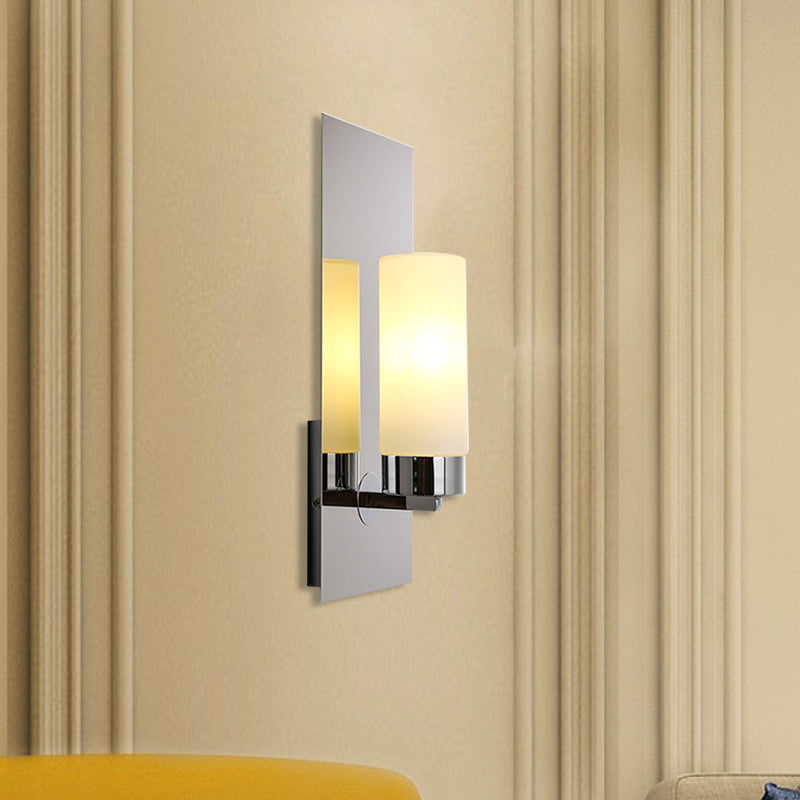 Chrome/Black Cylinder Sconce Lamp - Traditional 1 Head Wall Mounted Light Fixture