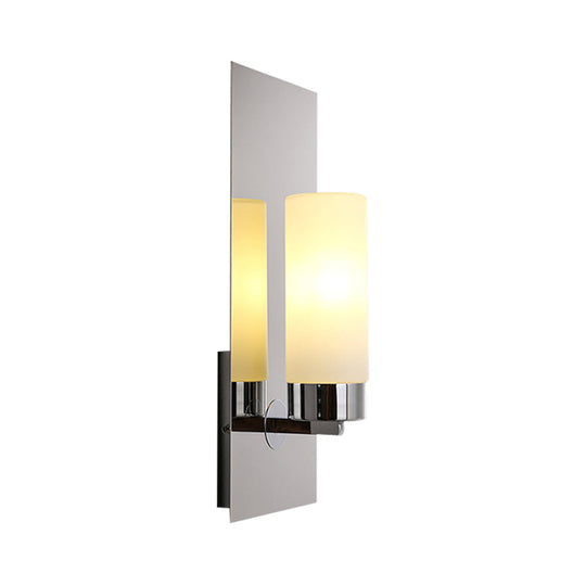 Chrome/Black Cylinder Sconce Lamp - Traditional 1 Head Wall Mounted Light Fixture