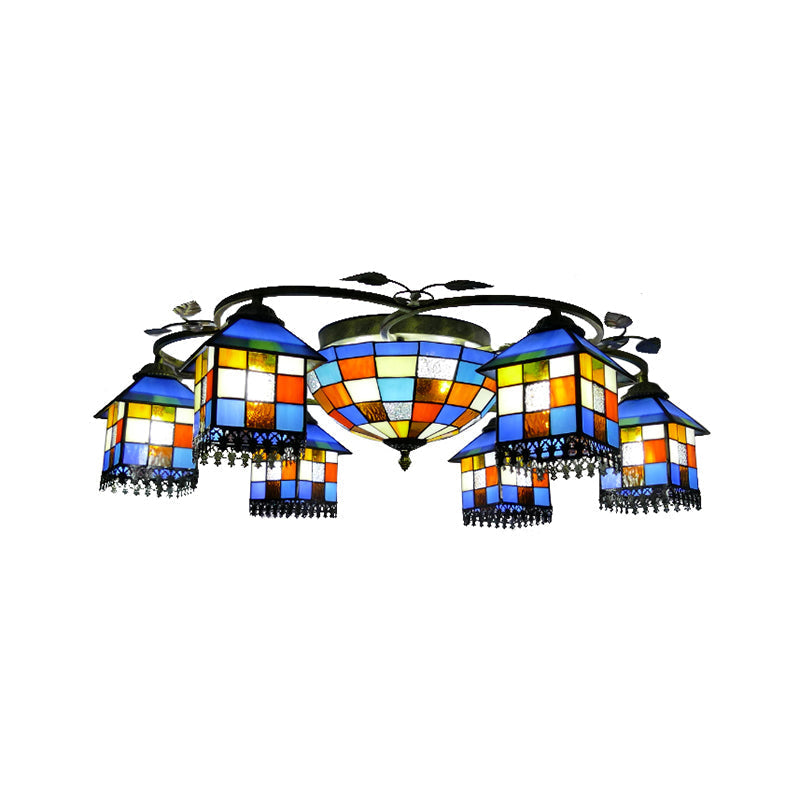 Stunning Stained Glass Mosaic Pendant Light: Central Bowl Chandelier For Hotels