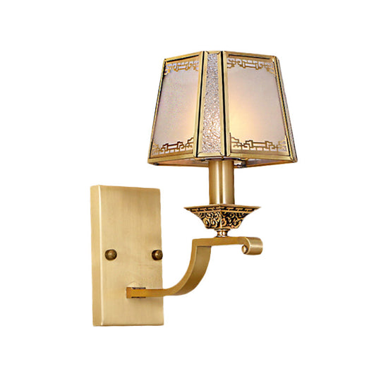 Modern Cream Glass Gold Wall Sconce - Trapezoidal 1/2-Light Colonial-Inspired Light Fixture For