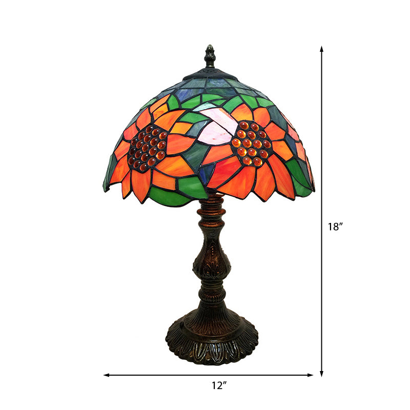 Rustic Sunflower Desk Light - Stained Glass Table Lamp For Bedroom Orange