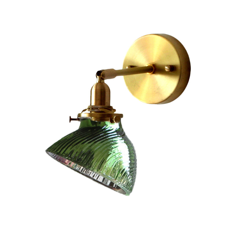 Colonial Curved Glass Wall Sconce With Prism Clear/Green Light Fixture