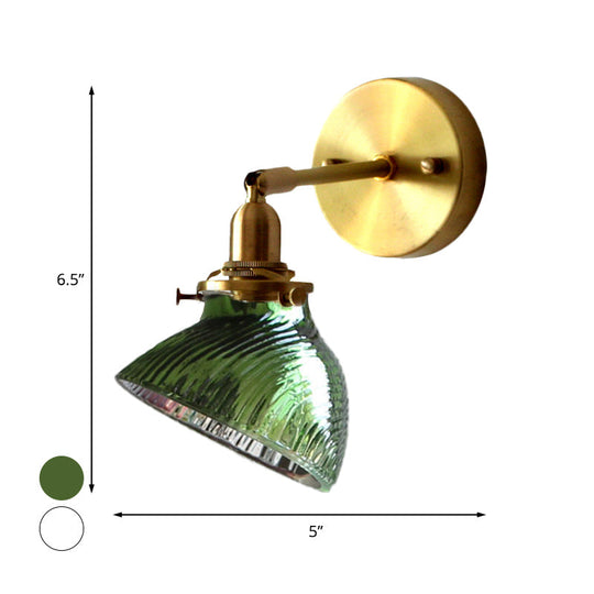 Colonial Curved Glass Wall Sconce With Prism Clear/Green Light Fixture