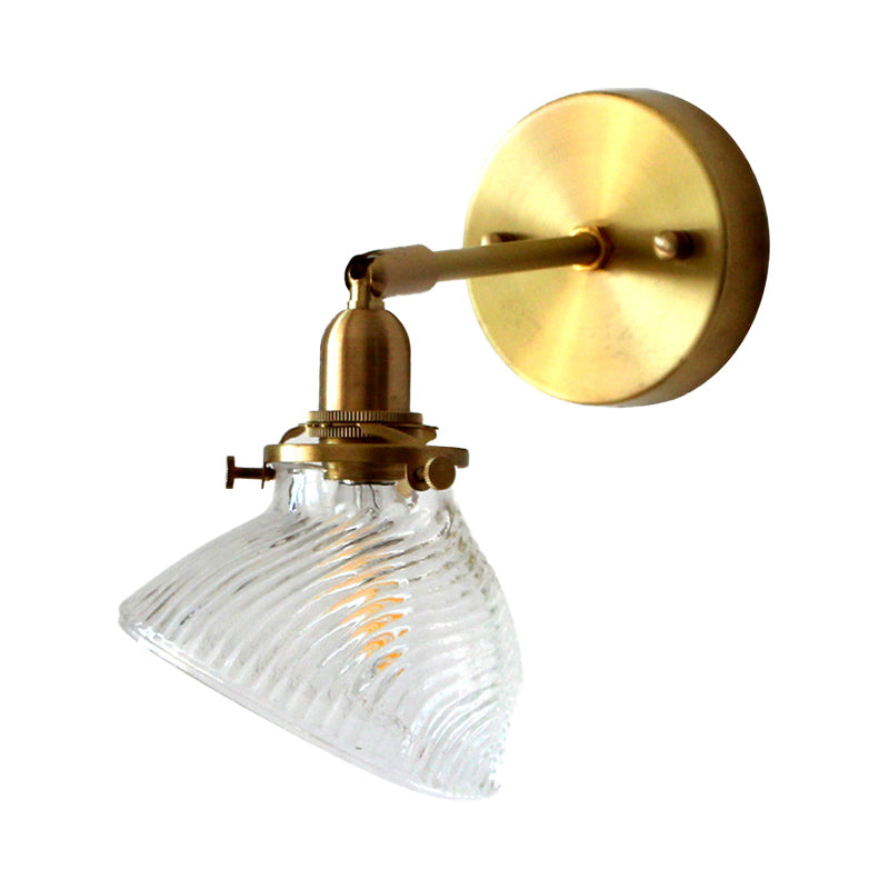 Colonial Curved Glass Wall Sconce With Prism Clear/Green Light Fixture