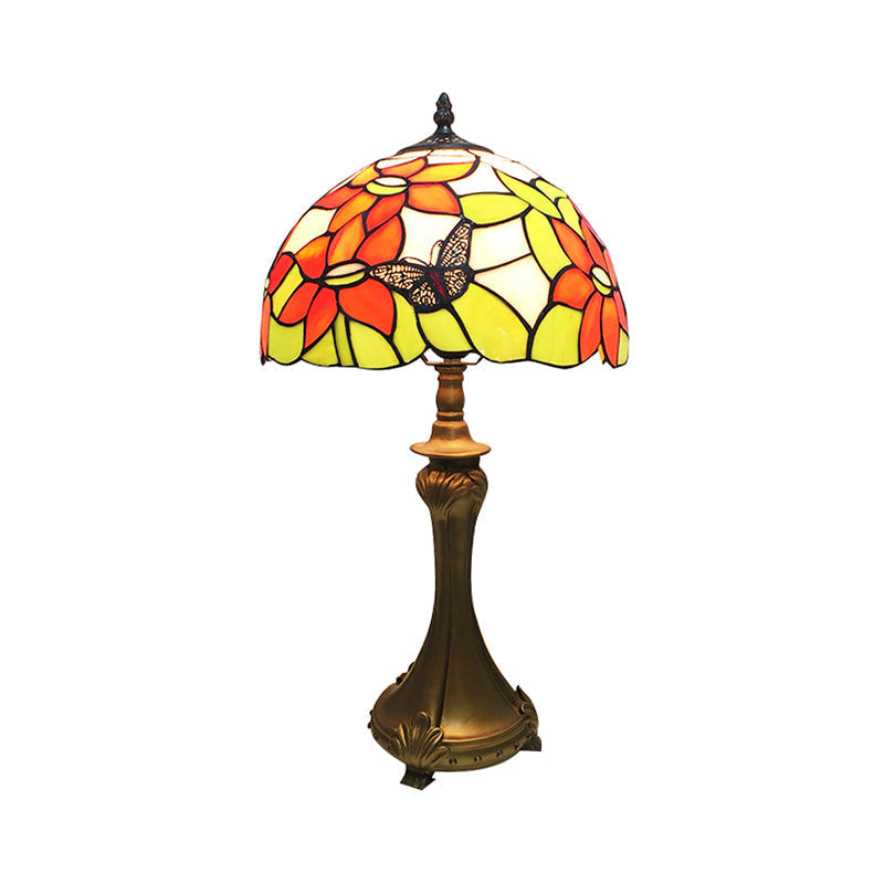 Rustic Tiffany Butterfly Stained Glass Desk Lamp - 1 Light Orange For Cafes