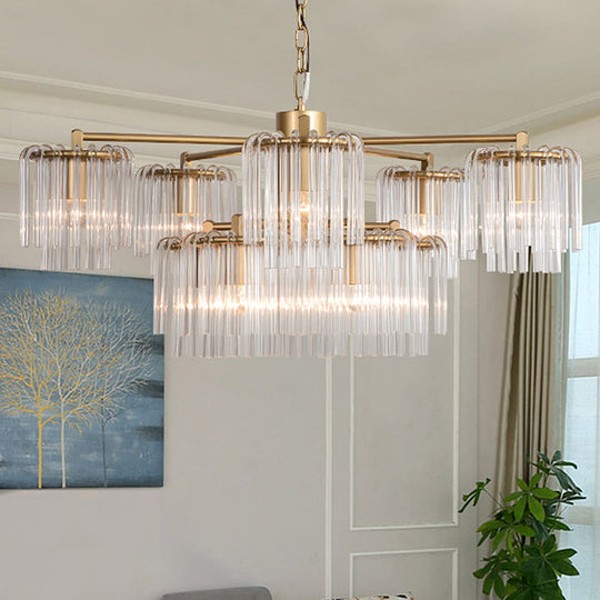 Gold Rustic Chandelier Pendant Light With Crystal Circular Design - 6/7/10 Lights For Bedroom