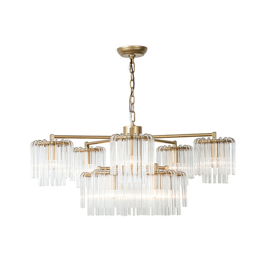 Gold Rustic Chandelier Pendant Light With Crystal Circular Design - 6/7/10 Lights For Bedroom