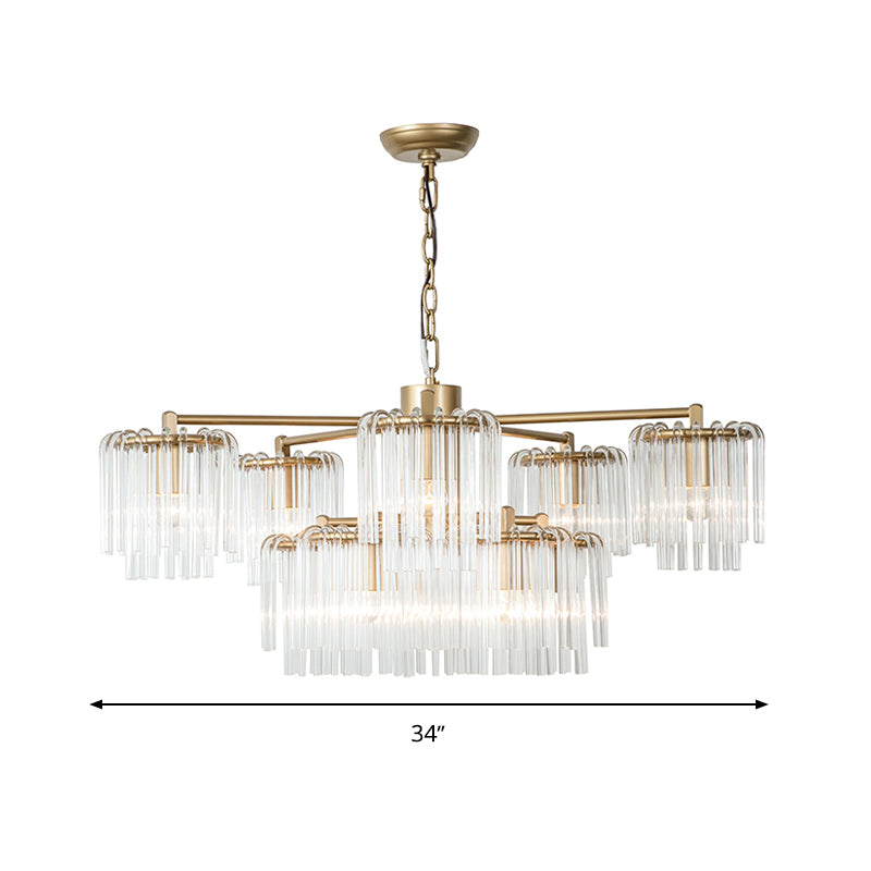 Gold Rustic Chandelier Pendant Light With Crystal Circular Design - 6/7/10 Lights For Bedroom