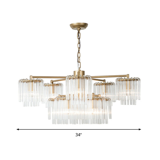 Gold Rustic Chandelier Pendant Light With Crystal Circular Design - 6/7/10 Lights For Bedroom