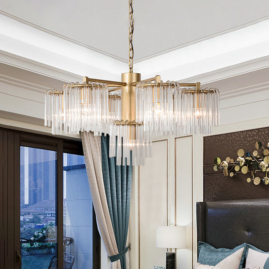 Gold Rustic Chandelier Pendant Light With Crystal Circular Design - 6/7/10 Lights For Bedroom