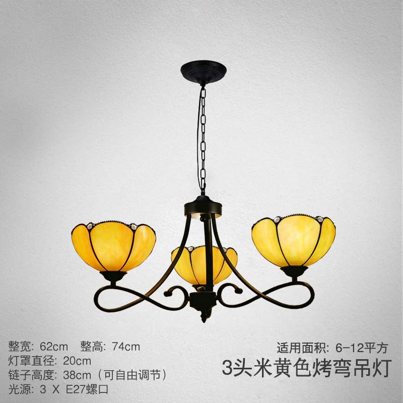 Baroque Scalloped/Cone Hanging Chandelier With Glass Shades - 3/5 Lights White/Yellow/Beige Ideal