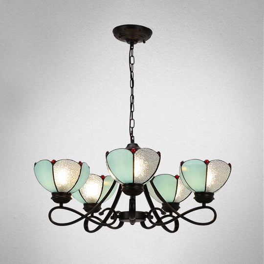 Baroque Scalloped/Cone Hanging Chandelier With Glass Shades - 3/5 Lights White/Yellow/Beige Ideal