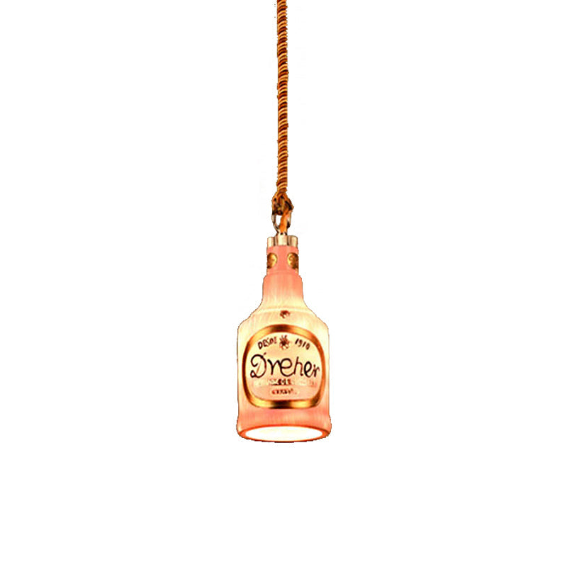 Industrial Style Resin Drop Pendant Hanging Lamp Kit - Red/Yellow Wine Bottle Design 1 Light Ideal