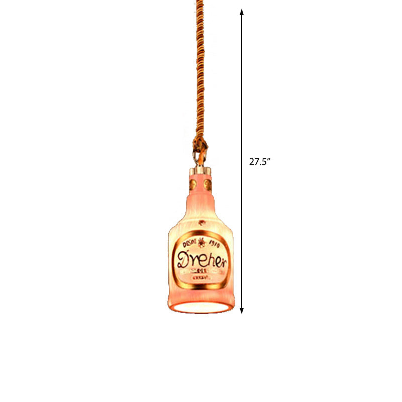 Industrial Style Resin Drop Pendant Hanging Lamp Kit - Red/Yellow Wine Bottle Design 1 Light Ideal