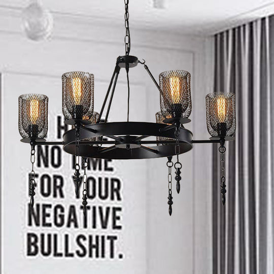 Industrial Bell Metallic Chandelier Light Fixture - 3/6 Lights Black Dining Room Hanging Lamp Kit