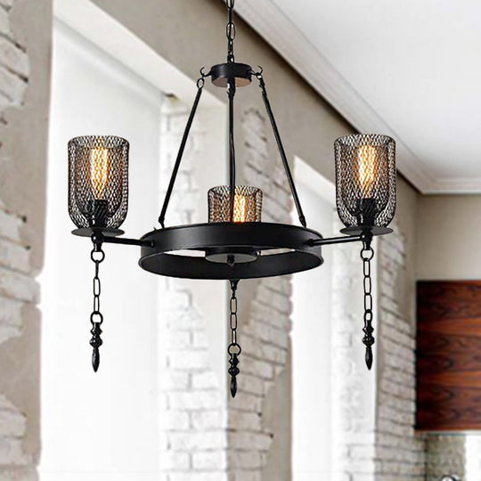 Industrial Bell Metallic Chandelier Light Fixture - 3/6 Lights Black Dining Room Hanging Lamp Kit