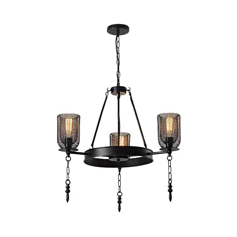 Industrial Bell Metallic Chandelier Light Fixture - 3/6 Lights Black Dining Room Hanging Lamp Kit