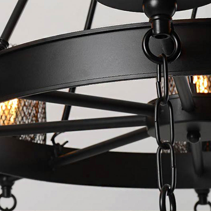 Industrial Bell Metallic Chandelier Light Fixture - 3/6 Lights Black Dining Room Hanging Lamp Kit