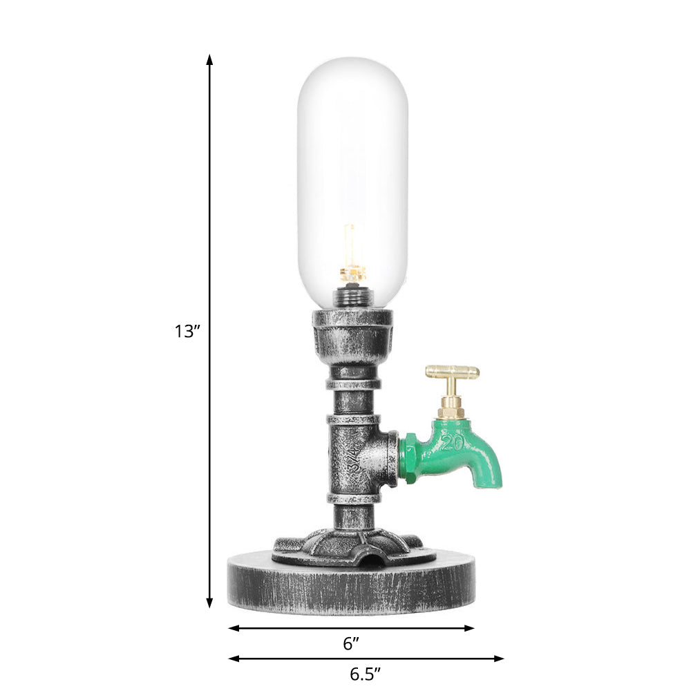 Industrial Capsule Shade Table Light With Led Bulbs And Water Tap Deco For Living Room