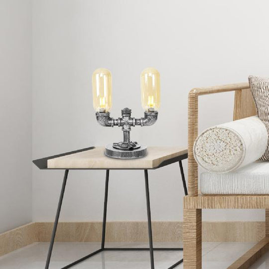 Industrial Capsule Shade Table Light With Led Bulbs And Water Tap Deco For Living Room Amber / C