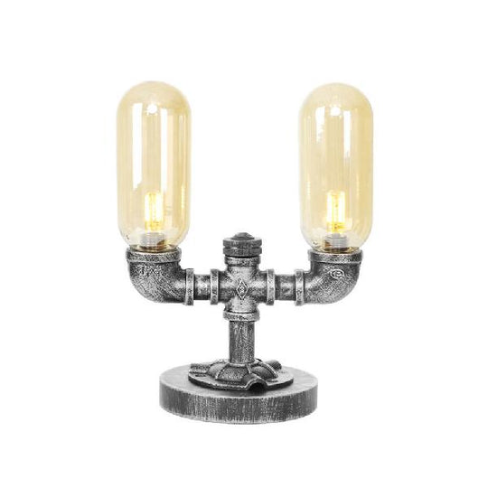 Industrial Capsule Shade Table Light With Led Bulbs And Water Tap Deco For Living Room