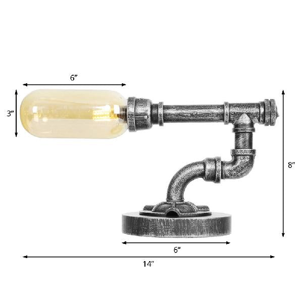 Industrial Capsule Shade Table Light With Led Bulbs And Water Tap Deco For Living Room