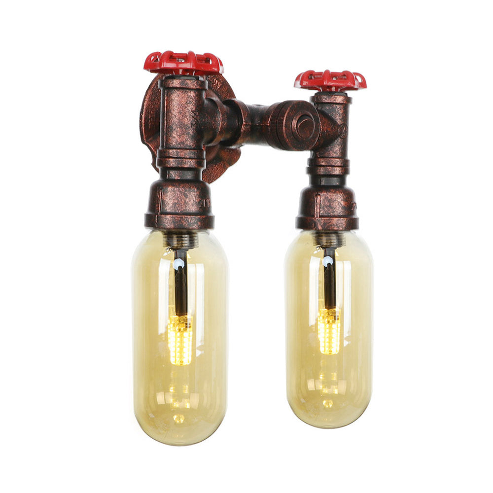 Vintage Copper Water Pipe Sconce Lamp - 2/4 Lights For Living Room Led Wall Mount Lighting