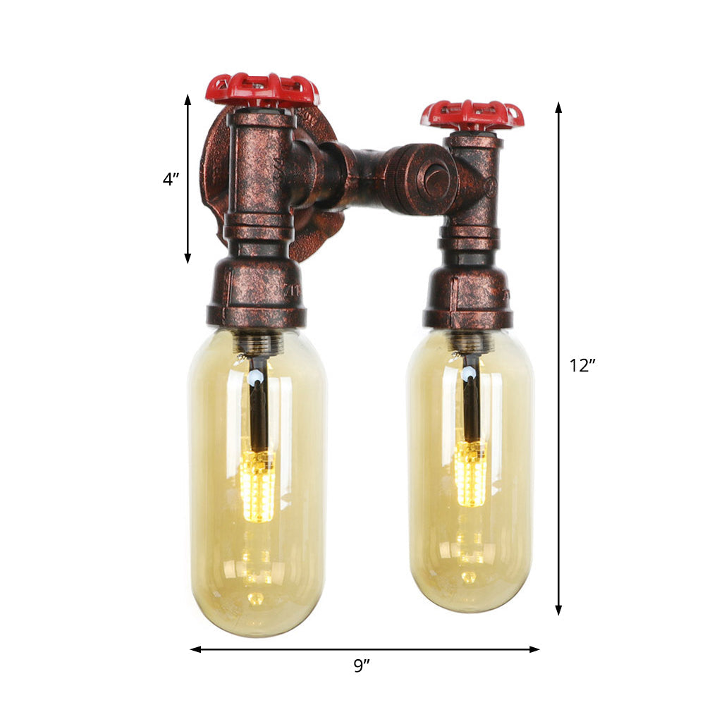 Vintage Copper Water Pipe Sconce Lamp - 2/4 Lights For Living Room Led Wall Mount Lighting