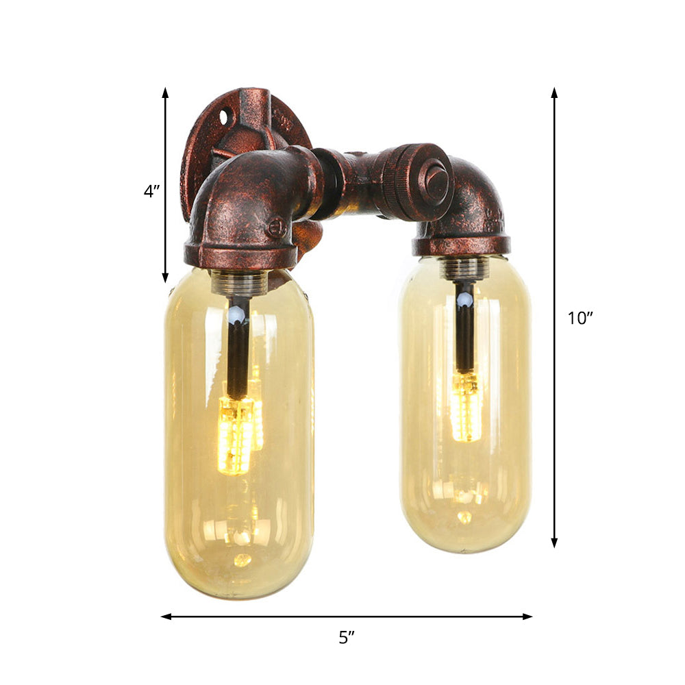 Vintage Copper Water Pipe Sconce Lamp - 2/4 Lights For Living Room Led Wall Mount Lighting