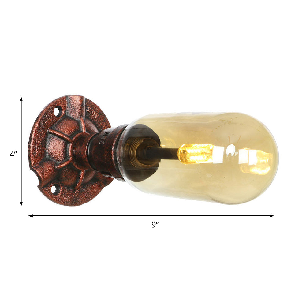 Amber Glass Wall Sconce Lamp With Vintage Charm: Perfect For Living Rooms