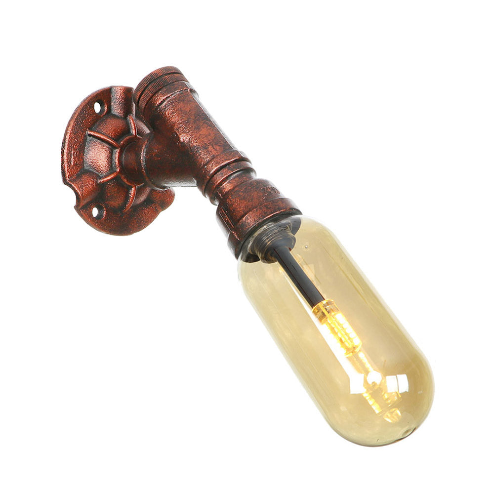 Vintage Amber Glass Capsule Led Wall Sconce Lamp With Weathered Copper Finish