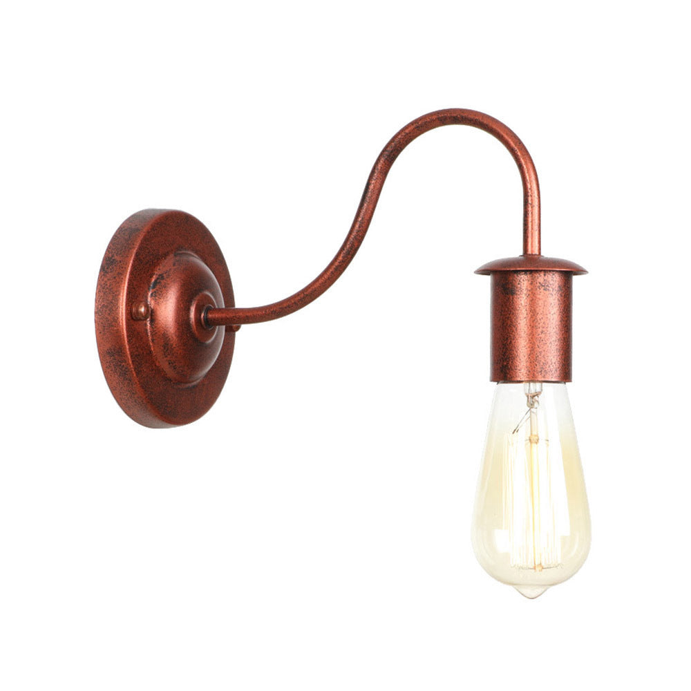 Industrial Rust Bare Bulb Wall Sconce Lamp - 6/10 High 1 Head Metal Lighting With Gooseneck Arm For